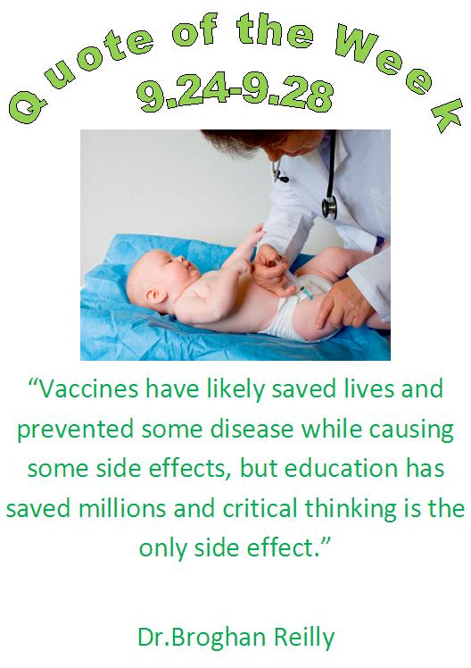 vaccination and education quote of the week 9.24 - 9.28 by eau claire, wi 54703 chiropractor